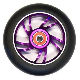 Scooter Wheel, Alloy, 110mm incl abec-9 bearing, PURPLE core, Sensational NEW DISPLAYpackaging !