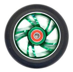 Scooter Wheel, Alloy, 110mm incl abec-9 bearing, GREEN core, Sensational NEW DISPLAYpackaging !