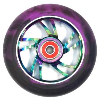 Scooter Wheel, Alloy, 100mm incl abec-9 bearing, METAL HEAT core, Sensational NEW DISPLAYpackaging !