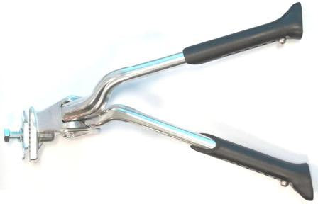 KICKSTAND  24-28 Adjustable, Centre Mount, Alloy SILVER, Double Leg, aligns to one side when folded