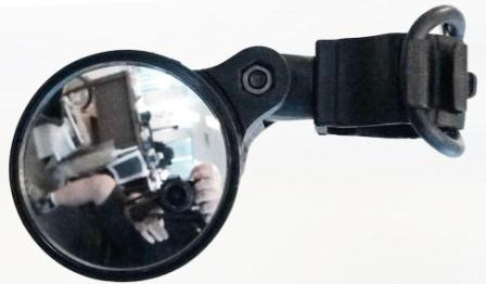 Mirror, Mini type, Adjustable/Universal Mount, For Handlebar and Fork, Black 50mm Dia (actual Mirror: 45mm)