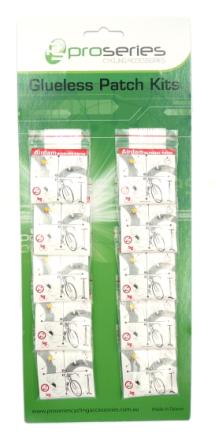 Glueless patches, round 25mm, bag 6,   10 bags on Pro-series display card