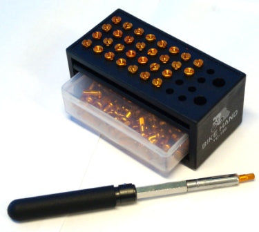 Nipple tool kit, inc nipple driver, organising block and storage draw