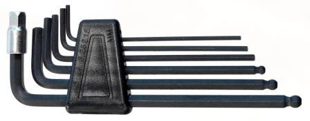 Cycle tool allen key set 2,2.5,3,4,5,6,8mm in holder, w/ball end, BLACK
