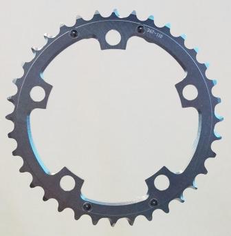 Chain Ring, 36T x 110 BCD for 9/10 speed, 7075 CNC Alloy, SILVER w/ramps