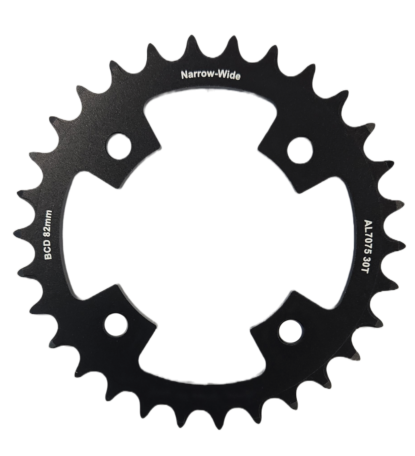 Chain ring only, 30T, AL7075, Black BCD: 82mm, narrow wide - (Bolt hole = 8mm)