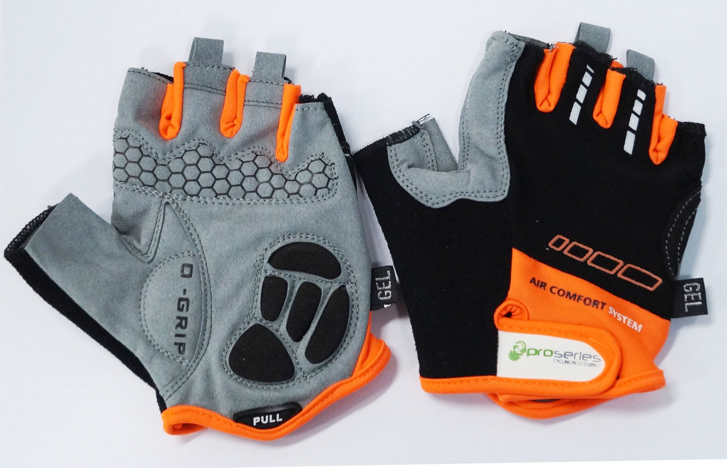 BLACK with ORANGE FADE GLOVES  -  PRO SERIES, Amara Palm, Lycra Towel GEL Padding, XL