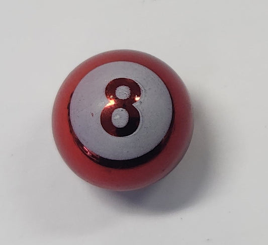 Valve Cap, Red 8 ball, alloy anodised, A/V (Sold Individually)