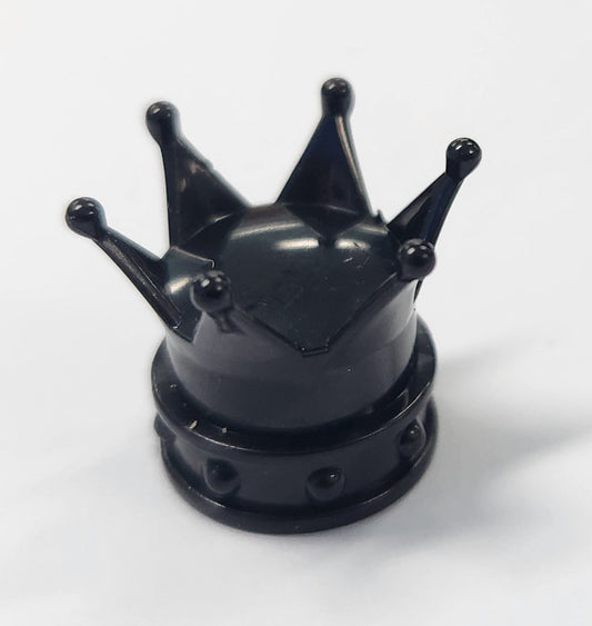 Valve Cap BLACK Crown, A/V (Sold Individually)