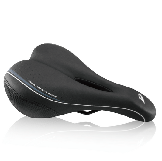 Saddle,  vinyl top, black pc  w/memory foam, w/DDK logo, steel black rail L:273 W:175mm, Made in Taiwan