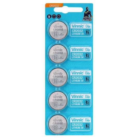BATTERY - 3V Button Cell, Lithium, CR2032, Australian Standards Approved Packaging - 5 Pieces Per Card