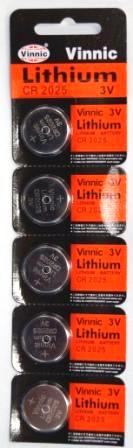 BATTERY - 3V Button Cell, Lithium, CR2025, Australian Standards Approved Packaging - 5 Pieces Per Card