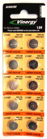 BATTERY - 1.5V Button Cell, Alkaline, LR43/L1142F, Australian Standards Approved Packaging - 10 Pieces Per Card