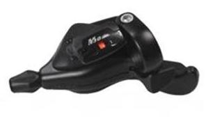 RIGHT HAND SHIFTER  -  8 SPEED, Thumb Tap Dual Trigger, with 2050mm cable, Sunrace, Black.