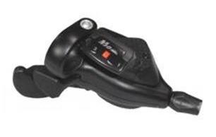 LEFT HAND SHIFTER  -  3 SPEED, Thumb Tap Dual Trigger, with 1600mm cable, Sunrace, Black.