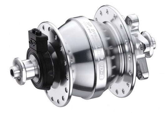 DYNAMO HUB  Shutter Precision, PD-8. 6V 3W Output, Front,  32H, 6 Bolt Disc, Standard QR,  SILVER