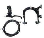 Brake Set,  Lefthand 2 finger brake lever Black, with rear BMX brake caliper Black and 2P brake cable