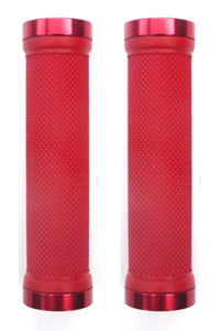 GRIPS  Lock-On, Dual Clamp, 130mm, with Plug, RED with Red Rings