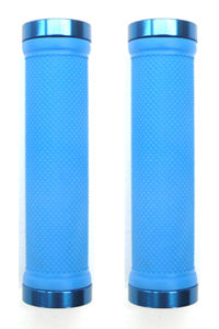 GRIPS  Lock-On, Dual Clamp, 130mm, with Plug, BLUE with Blue Rings