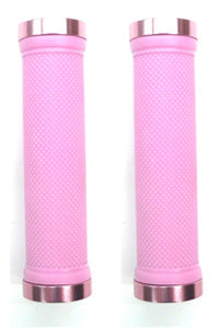 GRIPS  Lock-On, Dual Clamp, 130mm, with Plug, PINK with Pink Rings