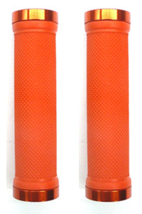 GRIPS  Lock-On, Dual Clamp, 130mm, with Plug, ORANGE with Orange Rings