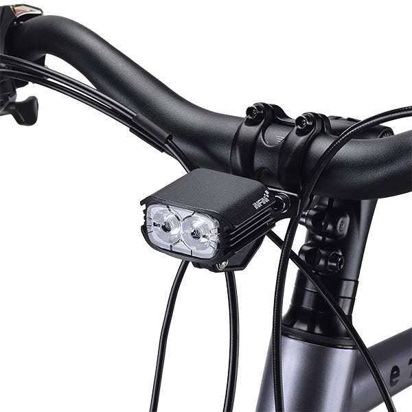 FRONT LIGHT FOR E-BIKE - 500 Lumens, 8 Watt, 12-36V, w/HB12 stem mount w/1200mm cable, fork mounting option, black