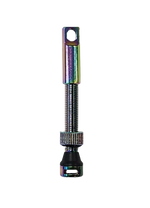 Tubeless Valve, Alloy, Oil slick, patent design with extra side hole, 44mm (Sold Individually) FV/PV - Great valve for use with tyre inserts (Integrated valve removal tool in cover)