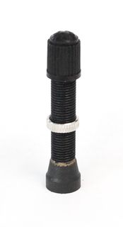 Tubeless schrader valve,  L: 45mm, brass, black.  Sold individually - no packaging - No barcode.