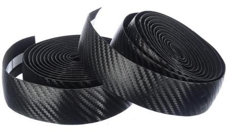 Handlebar Cushion Tape, BLACK, Carbon Look, Gel Tape, w Plugs