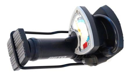 FOOT PUMP,   w/ big gauge,   fits schrader / presta,  needle stored in base