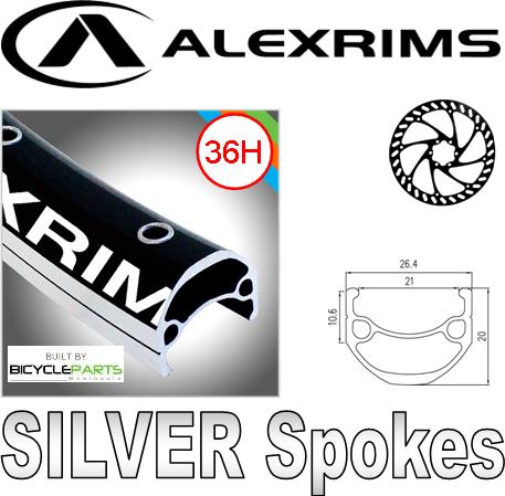 WHEEL - 29er Alex DM21 D/w 36H F/v - M/e Black Rim, 8/10 SPEED Q/R (135mm OLD) 6   Disc Loose Ball Joytech Black Hub, Mach1 SILVER Spokes