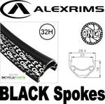 WHEEL - 27.5 / 650B Alex MD23 D/w 32H F/v Eyeletted D/s Black Rim, FRONT Q/R (100mm OLD) Centerlock Disc Sealed Novatec Black Hub, Mach1 BLACK Spokes