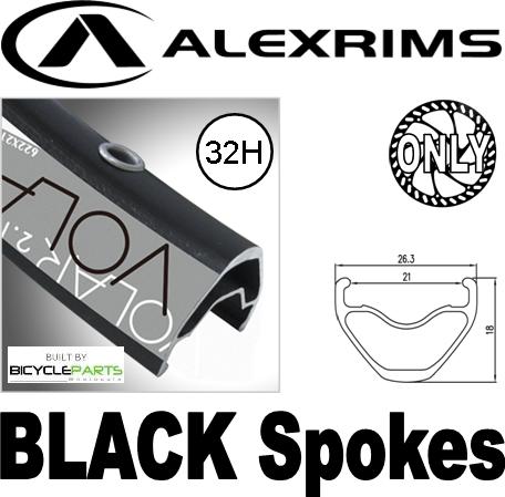 WHEEL - 27.5 / 650B Alex Volar 2.1 D/w 32H F/v Sleeve Eyeletted D/s Black Rim, 8/10 SPEED Q/R (135mm OLD) 6    Disc Sealed Novatec Black Hub, Mach1 BLACK Spokes