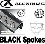 WHEEL - 27.5 / 650B Alex Volar 2.1 D/w 32H F/v Sleeve Eyeletted D/s Black Rim, FRONT 3 in One (100mm OLD) 6    Disc Sealed Novatec Black Hub, Mach1 BLACK Spokes