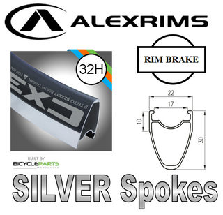 WHEEL - 700c Alex CX30 32H S/j Black Rim,  TRACK FIXED/FREE Nutted (120mm OLD) Sealed Novatec Black Hub,  Mach 1 SILVER Spokes