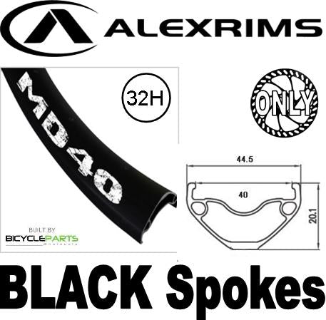 WHEEL - 27.5 / 650B Alex MD40 32H Black Rim,  REAR 12mm T/A (148mm OLD) 6    Disc Sealed Novatec Boost for E-MTB Black Hub,  Mach 1 BLACK Spokes