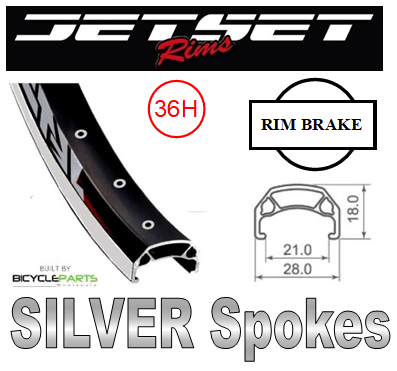 WHEEL - 700C Jetset CH-E213 36H P/j Black Rim,  FRONT Q/R (100mm OLD) Loose Ball KK Rival Silver Hub,  Mach 1 SILVER Spokes