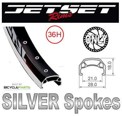 WHEEL - 20" Jetset CH-E213 36H P/j Matt Black Rim,  FRONT Q/R (100mm OLD) 6    Disc Loose Ball Joytech Black Hub,  Mach 1 SILVER Spokes