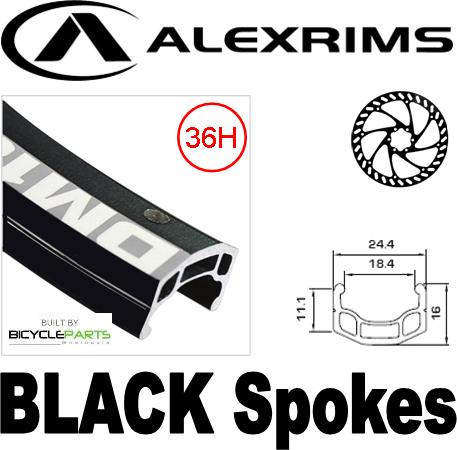 WHEEL  24" Alex  DM-18 D/w Black rim ,  Screw On Cluster , 6    Disc Q/R Black , BLACK Spokes , REAR.