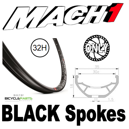 WHEEL - 27.5/650B Mach1 TRUCKY-30 32H P/j Black Rim,  FRONT Q/R (100mm OLD) 6    Disc Sealed Novatec Light Weight Black Hub,  Mach 1 BLACK Spokes