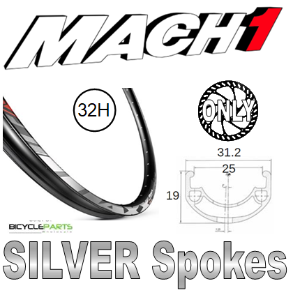 WHEEL - 27.5/650B Mach1 MAXX 32H P/j Black Rim,  FRONT Q/R (100mm OLD) 6    Disc Loose Ball Black Hub,  Mach 1 SILVER Spokes