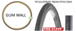 Tyre 27 x 1.1/4 BLACK with GUM WALL Block, (32-630)  Quality Vee Rubber Tyre