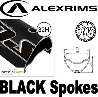 WHEEL - 27.5 / 650B Alex Supra 35 32H W/j Black Rim,  FRONT 15mm T/A (110mm OLD) 6    Disc Sealed Novatec Boost Black Hub, BLACK Spokes
