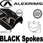 WHEEL - 27.5 / 650B Alex Supra 35 32H W/j Black Rim,  FRONT 15mm T/A (110mm OLD) 6    Disc Sealed Novatec Boost Gold Hub, BLACK Spokes