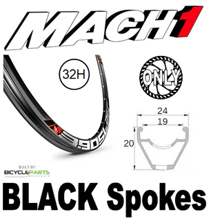 WHEEL - 27.5/650B Mach1 3.90 SL 32H S/j Black Rim,  8/11 SPEED 12mm T/A (142mm OLD) 6 Bolt Disc Sealed Novatec Black Hub,  Mach 1 BLACK Spokes
