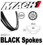 WHEEL - 27.5/650B Mach1 Trucky-40 32H P/j Black Rim,  FRONT 20mm T/A (110mm OLD) 6    Disc Sealed Novatec Black Hub,  Mach 1 BLACK Spokes