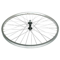 WHEEL - 26" JETSET S/w Silver Alloy Rim , Black Steel Nutted Hub , Mach1 Galvanised Silver spokes , Front. (match 94240)