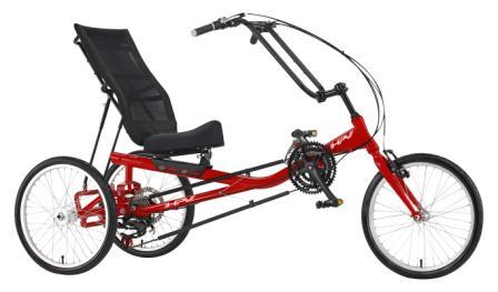 Rehatri Recumbent Trike, Pedal version, 20"Front and 20" rear wheel size, RED
