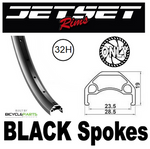 WHEEL - 27.5 / 650B Jetset HC-X359 32H P/j Matt Black Rim,  FRONT DYNAMO 12mm T/A (100mm OLD) 6   Disc Sealed Shutter Precision (PD-7) Black Hub,  Mach 1 BLACK Spokes