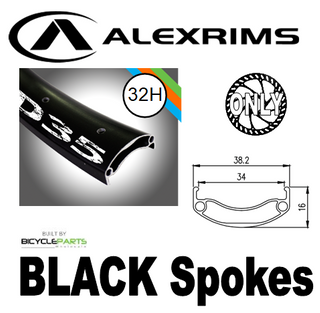 WHEEL - 29er Alex MD35 32H P/j Black Rim,  FRONT 15mm T/A (110mm OLD) 6   Disc Sealed KT Boost Black Hub,  Mach 1 BLACK Spokes